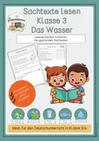 Vorschau - Arbeitsblätter - Wasser – 5 Sachtexte mit Leseverständnis | Deutsch Klasse 3 - Deckblatt