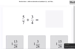 Vorschau - Arbeitsblätter - Bruchrechnen - addieren/subtrahieren mit Video (1)-H5P/HTML - Deckblatt