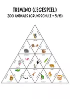 Vorschau - Spiele - Zoo animals: Trimino – Legespiel Englisch (Grundschule und Klasse 5/6) - Seite 1