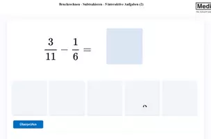 Vorschau - Arbeitsblätter - Bruchrechnen - Subtrahieren 5 Aufgaben (2) H5P/Moodle/HTML - Deckblatt