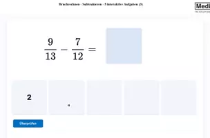 Vorschau - Arbeitsblätter - Bruchrechnen - Subtrahieren 5 Aufgaben (3) H5P/Moodle/HTML - Deckblatt