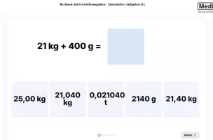 Vorschau - Arbeitsblätter - Rechnen mit Gewichtsangaben Interaktive (1)H5P/Moodle - Deckblatt