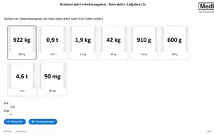 Vorschau - Arbeitsblätter - Rechnen mit Gewichtsangaben - Interaktive (2)H5P/Moodle - Deckblatt
