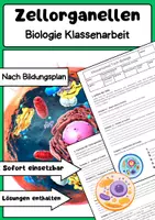 Vorschau - Arbeitsblätter - Zellorganellen Biologie Klassenarbeit: Tierzelle & Pflanzenzelle - Deckblatt