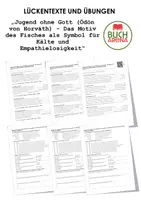 Vorschau - Arbeitsblätter - Jugend ohne Gott (Ödön von Horváth) - Das Motiv des Fisches als Symbol für Kälte und Empathielosigkeit (Lückentext und Übungen) - Deckblatt