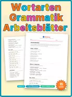 Vorschau - Arbeitsblätter - Wortarten & Satzbau üben: 3-fach differenzierte Arbeitsblätter Grammatik - Deckblatt