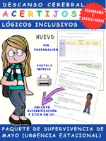 Vista previa - Refuerzo / NEE / Materiales de apoyo - Descanso Cerebral: Acertijos Lógicos e Inclusivos (ESO y Bachillerato) - Portada