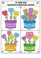 Vorschau - Mal- und Bastelvorlagen - Muttertag basteln – Herzblüten-Blumenstrauß | Klasse 1–4 - Seite 1