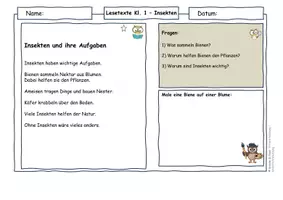 Vorschau - Arbeitsblätter - Insekten Klasse 1–4 Materialpaket | Lesetexte & Arbeitsblätter Deutsch + Sachunterricht | differenziert mit Lösungen | AFB I–III | Sommer | Natur & Umwelt - Seite 3