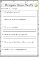 Vorschau - Arbeitsblätter - Erfindung des Buchdrucks durch Gutenberg, Lesen und Verstehen Arbeitsblätter mit Lesetext, Fragen - Seite 3
