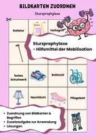 Vorschau - Arbeitsblätter - Sturzprophylaxe - Hilfsmittel der Mobilisation I Kartenspiel Zuordnung , inkl. Lösung (Pflege) - Deckblatt