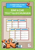 Vorschau - Arbeitsblätter - Einfache Textgleichungen: Arbeitsblätter - Deckblatt