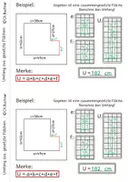 Vorschau - Arbeitsblätter - Zusammengesetzte Flächen - Umfang und Fläche berechnen + Lösungshefte - Seite 3