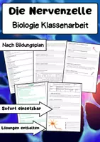 Vorschau - Arbeitsblätter - Die Nervenzelle Biologie Klassenarbeit Oberstufe - Deckblatt