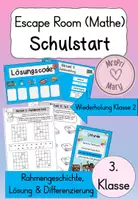 Vorschau - Arbeitsblätter - Wiederholung Klasse 2 Mathe – Escape Room Schulstart Klasse 3 mit Rätseln & Lösungen - Deckblatt