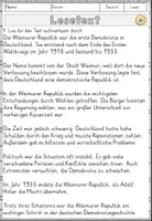 Vorschau - Arbeitsblätter - Weimarer Republik, Lesen und Verstehen Arbeitsblätter mit Lesetext, Fragen - Seite 2