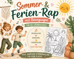 Vorschau - Arbeitsblätter - Sommer- & Ferien-Rap mit Bewegungen für die Grundschule 🌞🎤 | inkl. Stundenbild & Ausmalbild – sofort einsetzbar - Deckblatt