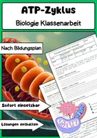 Vorschau - Arbeitsblätter - ATP-Zyklus Klassenarbeit: ADP, Zellatmung & Stoffwechsel - Deckblatt
