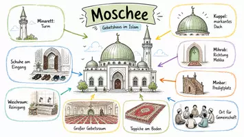 Vorschau - Arbeitsblätter - Lernposter + Arbeitsblätter zum Thema "Moschee" (Lückentext, Hörverstehen) + Lösung & MP3 + Mindmap + Infografik - Seite 2