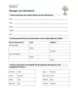 Vorschau - Arbeitsblätter - Wortstamm – Übersicht und Arbeitsblatt - Seite 1