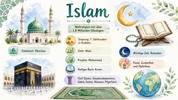 Vorschau - Arbeitsblätter - Arbeitsblatt "Islam" + Onlineübung & MP3 + Mindmap + Infografik - Seite 1