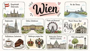 Vorschau - Arbeitsblätter - AB mit Fragen zum Thema "Wien" + Lösungsblatt + Infografik - Seite 1