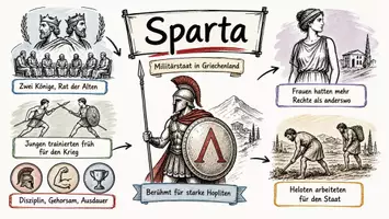 Vorschau - Arbeitsblätter - Lernposter + Arbeitsblätter zum Thema "Sparta" + Lösung & Fragen & MP3 + Mindmap + Infografik - Seite 2