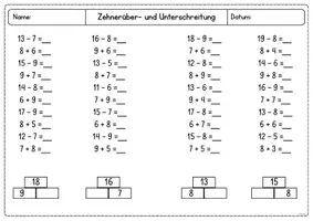Vorschau - Arbeitsblätter - Mathe-Werkstatt Zehnerüber- & Unterschreitung 1.Klasse ZR 20 - Seite 3