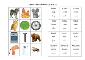 Aperçu - Feuilles d'exercices - Pack son OU - Memory + fiche de phonologie GS/CP - Page 3
