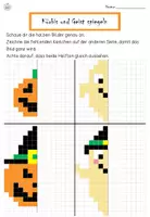 Vorschau - Stationenlernen - Symmetrie an Halloween – Kürbis & Geist im Raster spiegeln | Arbeitsblatt 2. + 3. Klasse | Mathe Geometrie Grundschule - Seite 1