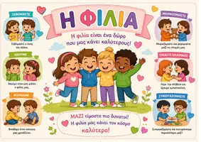 Προεπισκόπηση - Φύλλα εργασίας - ΦΙΛΙΑ στην Τάξη | Αφίσα Α3 + Κάρτες Φιλίας + Φύλλο Εργασίας | Κοινωνικές Δεξιότητες Νηπιαγωγείο | Friendship Classroom Pack - Σελίδα 1