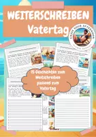 Vorschau - Arbeitsblätter - Geschichten weiterschreiben Vatertag 🛠️👔✏️ | 15 Schreibanlässe – Klasse 3 bis 4 | Deutsch: Kreatives Schreiben - Deckblatt