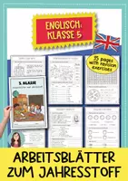 Vorschau - Arbeitsblätter - Englisch Klasse 5 Arbeitsblätter – Grammatik & Wortschatz (Jahresstoff) - Deckblatt