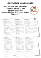 Vorschau - Arbeitsblätter - Mario und der Zauberer (Thomas Mann) - Der Widerstand des menschlichen Willens gegen Hypnose (Lückentext und Übungen) - Deckblatt