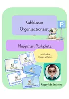 Vorschau - Bildkarten - Kuhklasse: Mäppchenparkplatz für den Tisch Schulanfang - Deckblatt