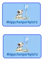 Vorschau - Bildkarten - Kuhklasse: Mäppchenparkplatz für den Tisch Schulanfang - Seite 1