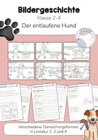 Vorschau - Arbeitsblätter - Bildergeschichte: "Der entlaufene Hund" (Schreiben üben im Frühling/Sommer) Klasse 2, 3, 4 - Deckblatt