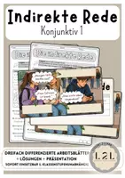 Vorschau - Arbeitsblätter - Indirekte Rede - Konjunktiv 1 - Arbeitsblätter (dreifach differenziert) - Präsentation - Lösungen - ab Klasse 7 - Deckblatt