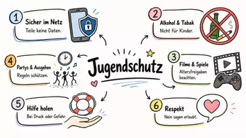 Vorschau - Arbeitsblätter - Lernposter + AB mit Fragen zum Thema "Jugendschutz" + Lösungsblatt + Mindmap + Infografik - Seite 2