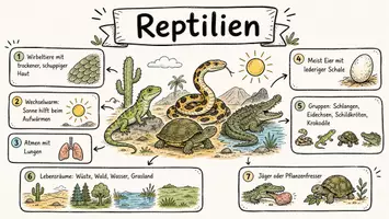 Vorschau - Arbeitsblätter - AB mit Fragen zum Thema "Reptilien" + Lösungsblatt + Infografik - Seite 1