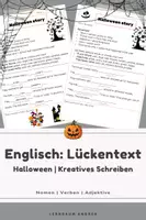 Vorschau - Arbeitsblätter - Halloween Cloze Text | Englisch | Lückentext zu Adjektiven, Nomen & Verben (Grammar & Vocabulary) - Deckblatt