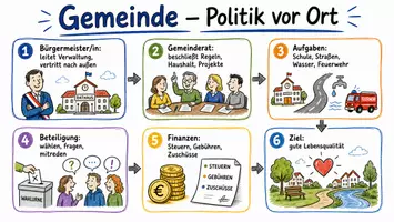 Vorschau - Arbeitsblätter - Lernposter + Arbeitsblatt zum Thema "Gemeinde" + Onlineübung & MP3 + Mindmap + Infografik - Seite 2
