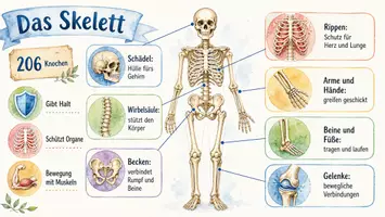 Vorschau - Arbeitsblätter - Arbeitsblatt "Skelett" + Onlineübung & MP3 + Infografik - Seite 1