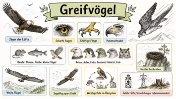 Vorschau - Arbeitsblätter - Arbeitsblätter zum Thema "Greifvögel" + Lösung & MP3 + Mindmap + Infografik - Seite 1