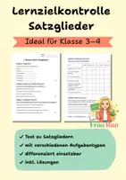 Vorschau - Arbeitsblätter - Lernzielkontrolle Satzglieder Klasse 3/4 - Deckblatt