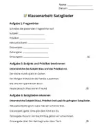 Vorschau - Arbeitsblätter - Lernzielkontrolle Satzglieder Klasse 3/4 - Seite 1