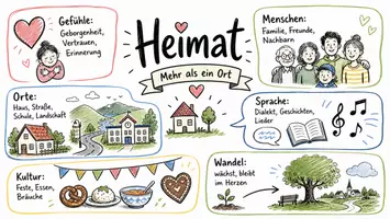 Vorschau - Arbeitsblätter - AB mit Fragen zum Thema "Heimat" + Lösungsblatt + Infografik - Seite 1