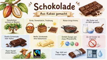 Vorschau - Arbeitsblätter - AB mit Fragen zum Thema "Schokolade" + Lösungsblatt + Mindmap + Infografik - Seite 1