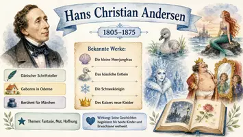 Vorschau - Arbeitsblätter - Lernposter + Arbeitsblätter zum Thema "Hans Christian Andersen" + Lösung & MP3 + Mindmap + Infografik - Seite 2