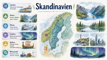 Vorschau - Arbeitsblätter - AB mit Fragen zum Thema "Skandinavien" + Lösungsblatt + Mindmap + Infografiken - Seite 1